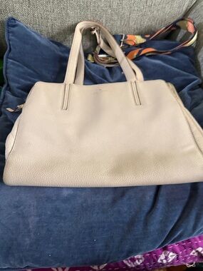 kate spade light beige leather tote with removable strap